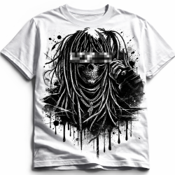 Camiseta streetwear con diseño macabro