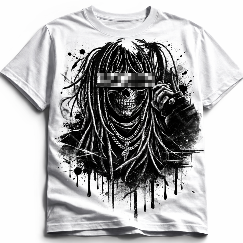 Camiseta streetwear con diseño macabro